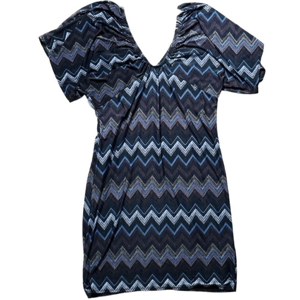 CristinaLove Zig Zap Striped Mini Dress Blue Purple Size XL